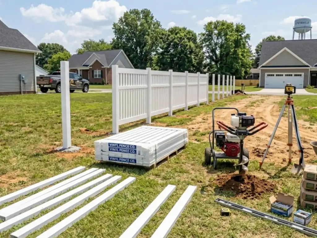 First Fence crew installing fence in Statesville NC
