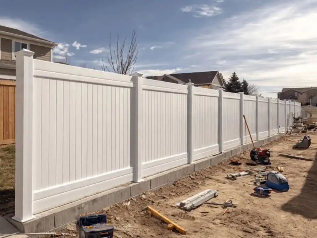 Installed vinyl privacy fence in Western NC by First Fence